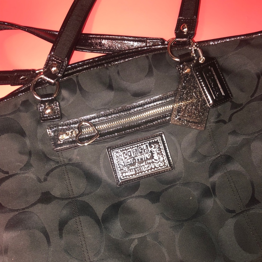 Large black coach crossbody/satchel style bag